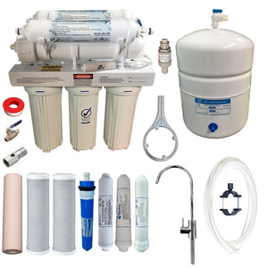 Full Reverse osmosis image including filters and fitment parts