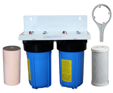 Load image into Gallery viewer, Big Blue 10 Inch Water Filter With Spun Sediment and Carbon White Bracket Sentry