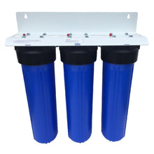 Load image into Gallery viewer, BB Big blue triple house water filter with white bracket