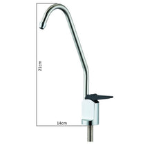 Load image into Gallery viewer, Faucet black lever standard reverse osmosis water filter tap dimensions. 21cm in height, 14cm in width.