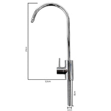 Load image into Gallery viewer, Faucet modern standard chrome water filter RO small drinking tap dimensions. 24cm height. 12cm width. 