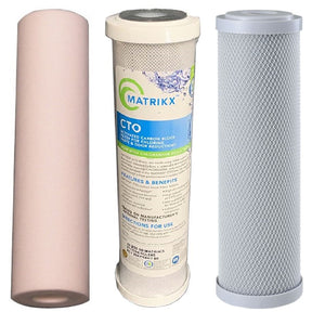 Triple 10"x2.5" Water Filters Sediment + Carbon Filter Fluoride Chloramine Metals