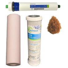 Load image into Gallery viewer, Sentry Water Filters Reverse Osmosis RO PRO DJ-5 high volume pre-filters with 100TLC Pentek Pentair membrane and one resin refill. cartridge not included