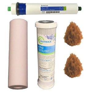 Sentry Water Filters Reverse Osmosis RO PRO DJ-5 high volume pre-filters with 100TLC Pentek Pentair  membrane and two resin refills. Cartridge not included