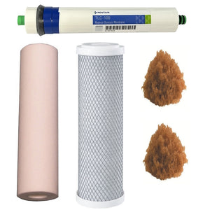 Sentry Water Filters Reverse Osmosis RO PRO DJ-5 standard volume pre-filters with 100TLC Pentek Pentair membrane and two resin refills cartridge not included