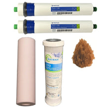 Load image into Gallery viewer, Sentry Water Filters Reverse Osmosis RO PRO DJ-5 high volume pre-filters with two 100TLC Pentek Pentair  membranes and one resin refill. Cartridge not included