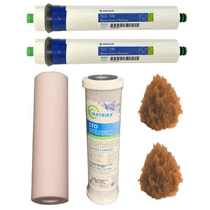 Sentry Water Filters Reverse Osmosis RO PRO DJ-5 high volume pre-filters with two 100TLC Pentek Pentair  membranes and two resin refills. Cartridge not included