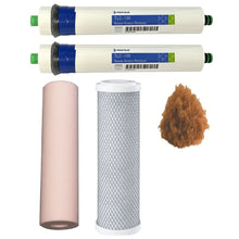 Load image into Gallery viewer, Sentry Water Filters Reverse Osmosis RO PRO DJ-5 standard volume pre-filters with two 100TLC Pentek Pentair membranes and one resin refill. Cartridge not included