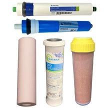 Load image into Gallery viewer, Sentry Water Filters Reverse Osmosis RO PRO DJ-5 high volume pre-filters with one 50gpd membrane and one 100TLC Pentek Pentair membrane with one resin Cartridge