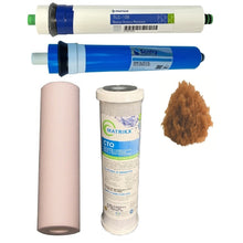 Load image into Gallery viewer, Sentry Water Filters Reverse Osmosis RO PRO DJ-5 high volume pre-filters with one 50gpd membrane and one 100TLC Pentek Pentair membrane with one resin refill. Cartridge not included