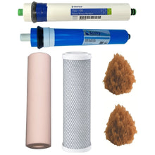 Load image into Gallery viewer, Sentry Water Filters Reverse Osmosis RO PRO DJ-5 standard volume pre-filters with one 50gpd membrane and one 100TLC Pentek Pentair membrane with two resin refills. Cartridge not included