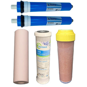 Sentry Water Filters Reverse Osmosis RO PRO DJ-5 high volume pre-filters with two 50gpd membrane and resin cartridge