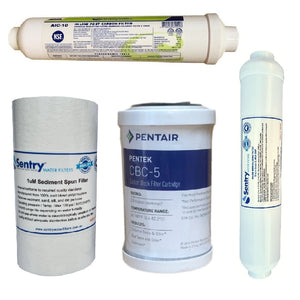 Sentry reverse osmosis RO filter pack easywell in-line post carbon block and mineralising filters stage 5 high volume Pentair CBC