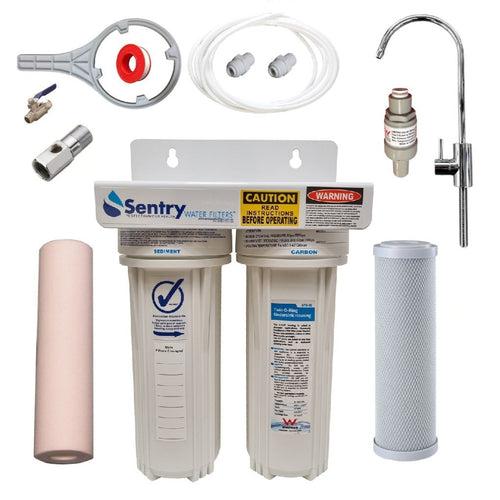 US2 dual under sink water filter silver infused filters modern faucet tap install kit