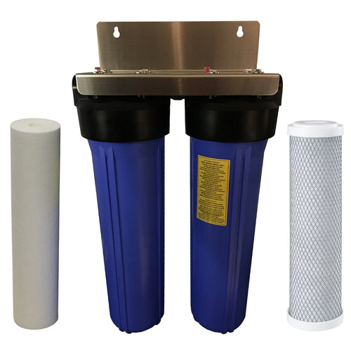Big Blue 20 Inch 20x4.5 Tank Water Filter With Spun Sediment and Carbon Block Stainless Bracket Sentry
