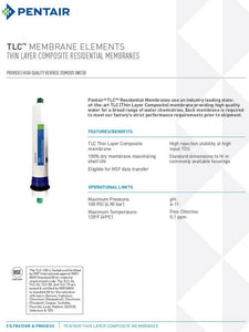 Pentek 100TLC membrane information sheet page 1