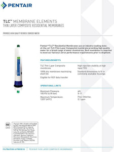 Pentek Pentair Membrane Information Sheet for the PRO 5 DJ RODI Marine Aquarium Tank Reverse Osmosis Water Filter