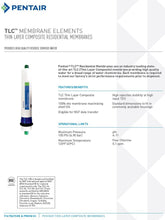 Load image into Gallery viewer, Pentek Pentair RO reverse osmosis membrane 100gpd 100tlc information sheet