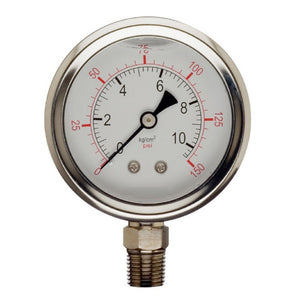 Chromed Oil Water Pressure Gauges | Max 150PSI Gauge | 1/4"BSP Steel Thread