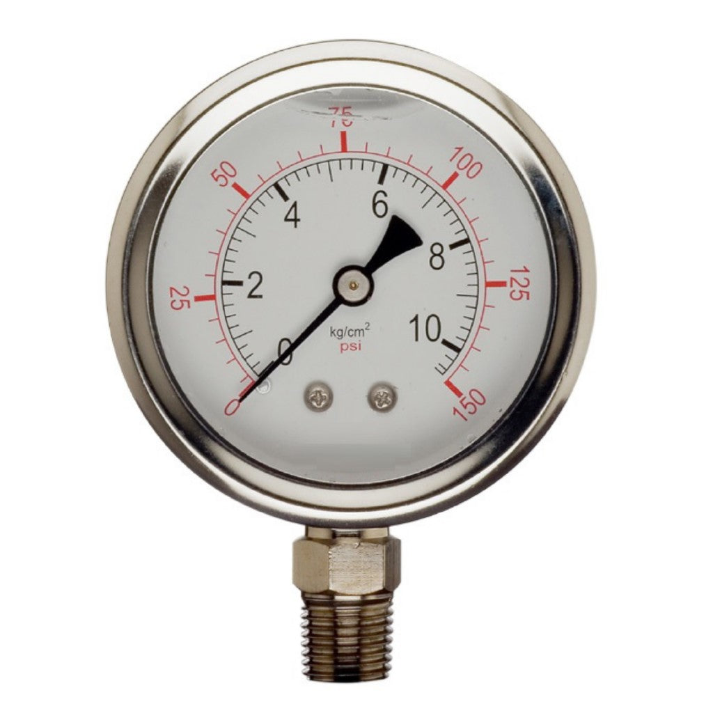 Chromed Oil Water Pressure Gauges | Max 150PSI Gauge | 1/4