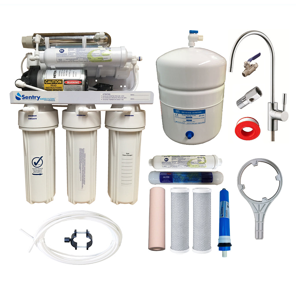 Reverse Osmosis 7-Stage Water Filter UV + RO Booster Pump + Filters ROP-7-MGU