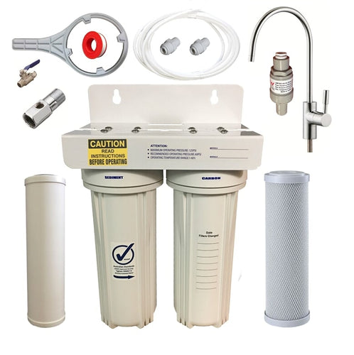 Dual Under Sink Chemical Water Filter | Twin Undersink Drinking Water Filters Chlorine